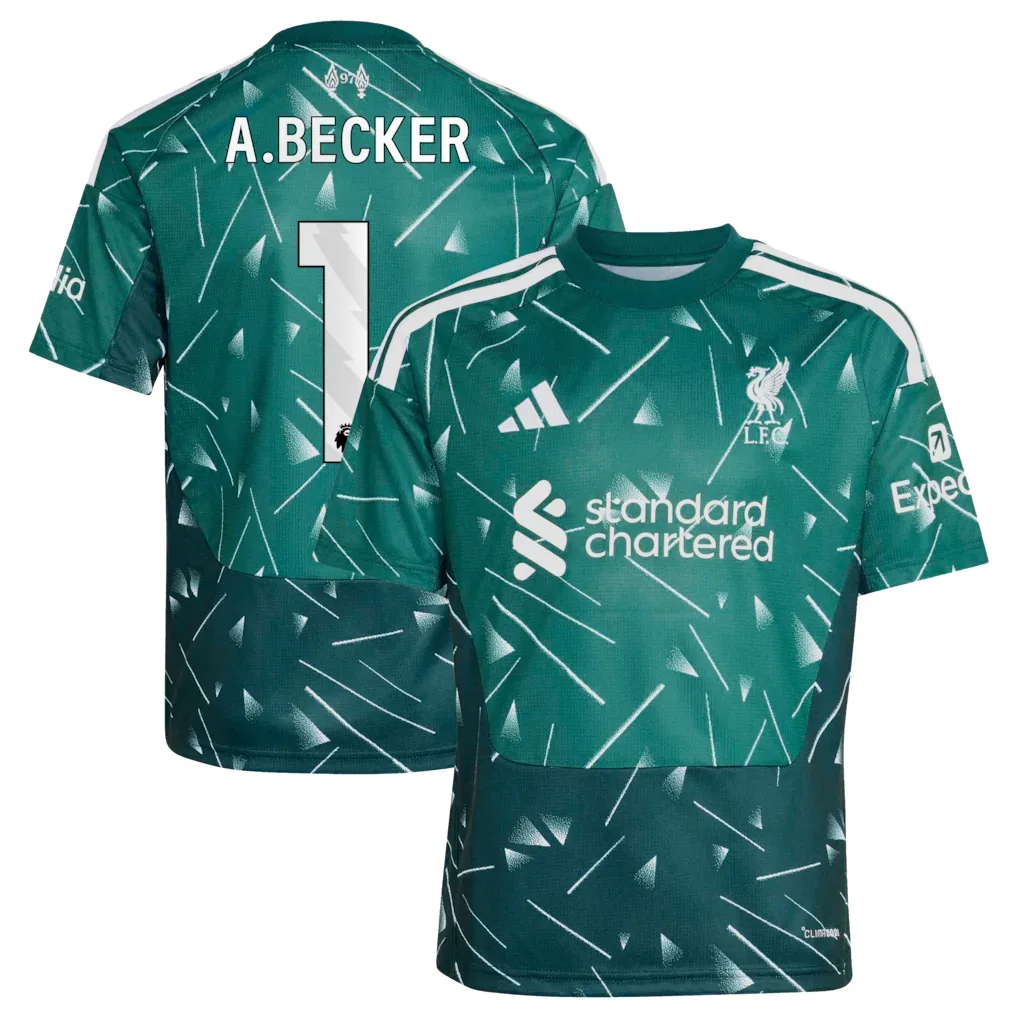 A.Becker #1 Liverpool Goalkeeper Jersey 26/27 – Green – Long Sleeve Kids