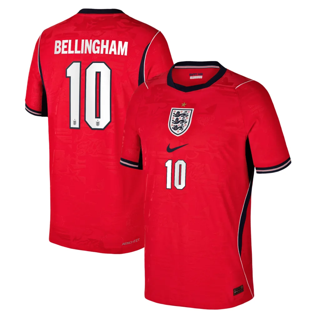 Bellingham #10 England Away Jersey 2026 – Red – Kids