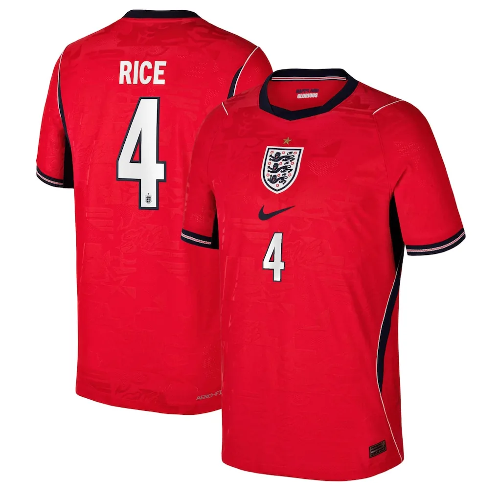 Rice #4 England Away Jersey 2026 – Red – Kids