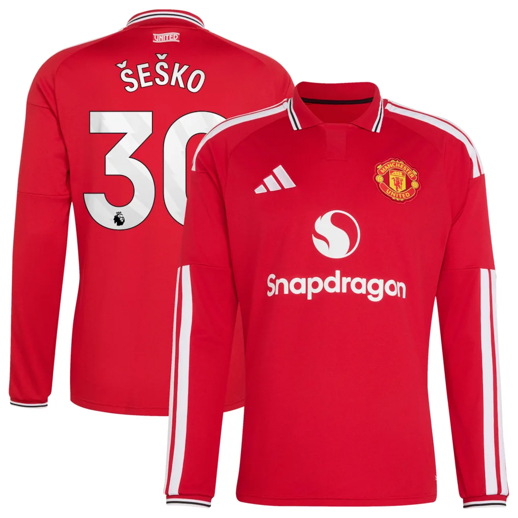 Sesko #30 Manchester United Home Jersey 26/27 – Red – Long Sleeve