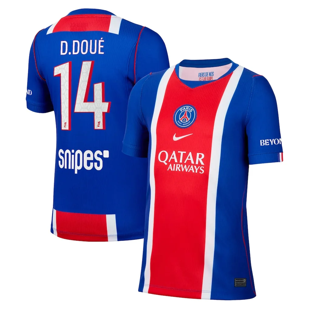 D.Doué #14 PSG Home Jersey 26/27 – Blue – Kids