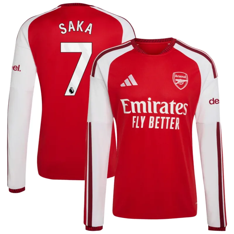 Saka #7 Arsenal Home Jersey 26/27 – White – Long Sleeve