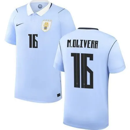 M.OLIVERA #16 Uruguay Home Jersey 2026 World Cup – Blue – Kids Kit Set — view 2