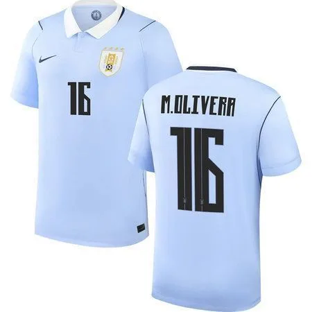 M.OLIVERA #16 Uruguay Home Jersey 2026 World Cup – Blue – Kids Kit Set — view 3