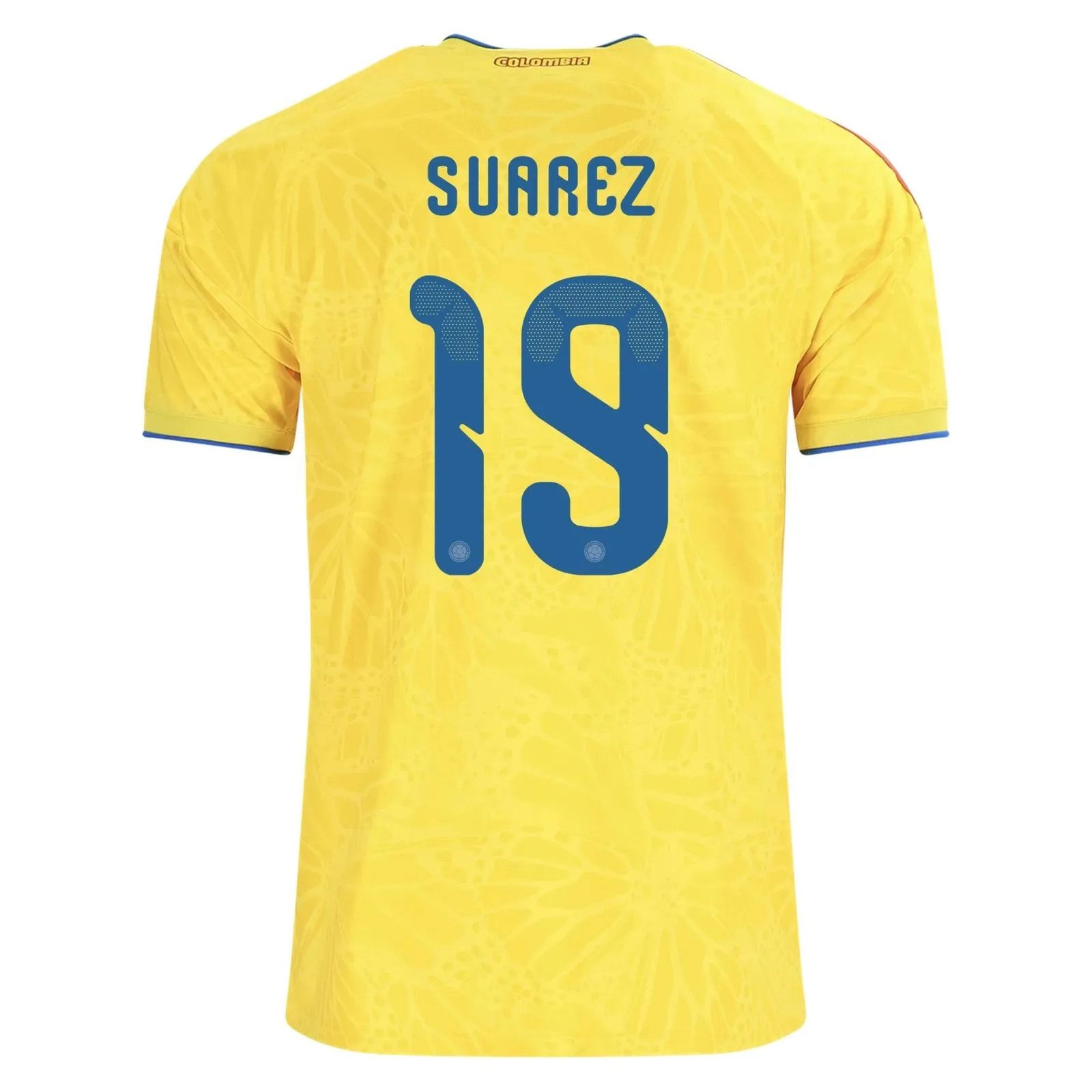 SUAREZ #19 Colombia Home Jersey 2026 World Cup – Neon Yellow – Kids Kit Set